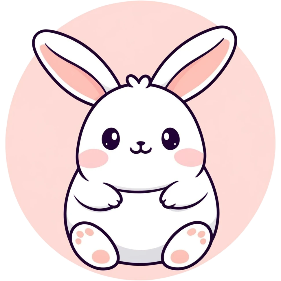 Cute chubby white bunny, round cheeks, small ears, pastel color, playful expression—like Molang, digital sticker emoji