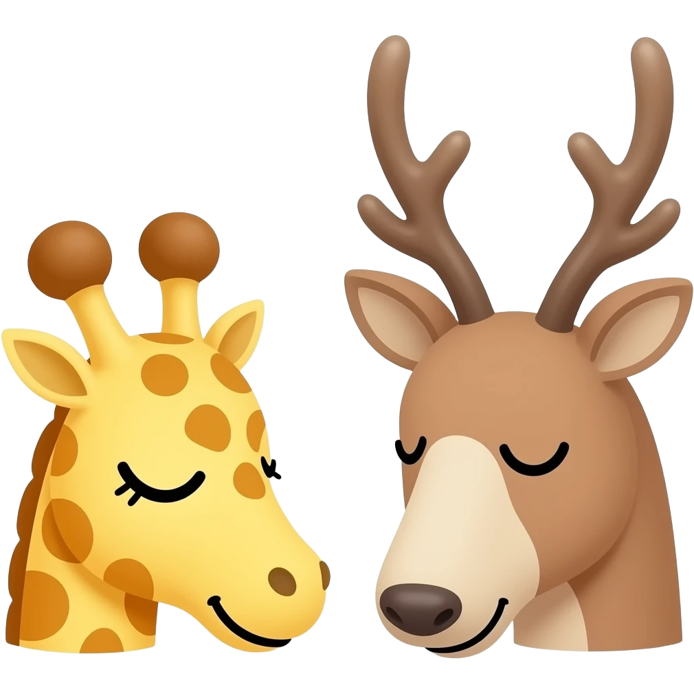 Einfacher Giraffenkopf und Elchkopf schlafen beide ein emoji
