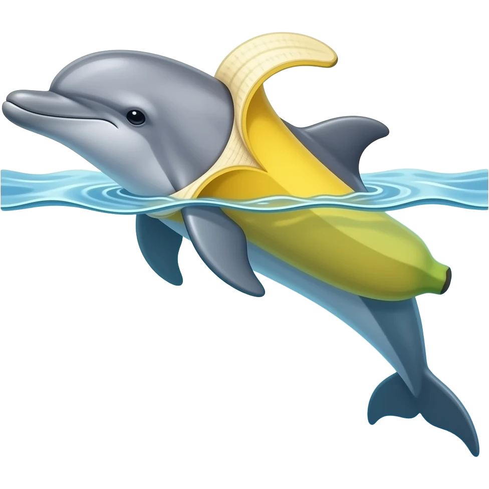 Make a dolphin have a banana body and live in the water emoji