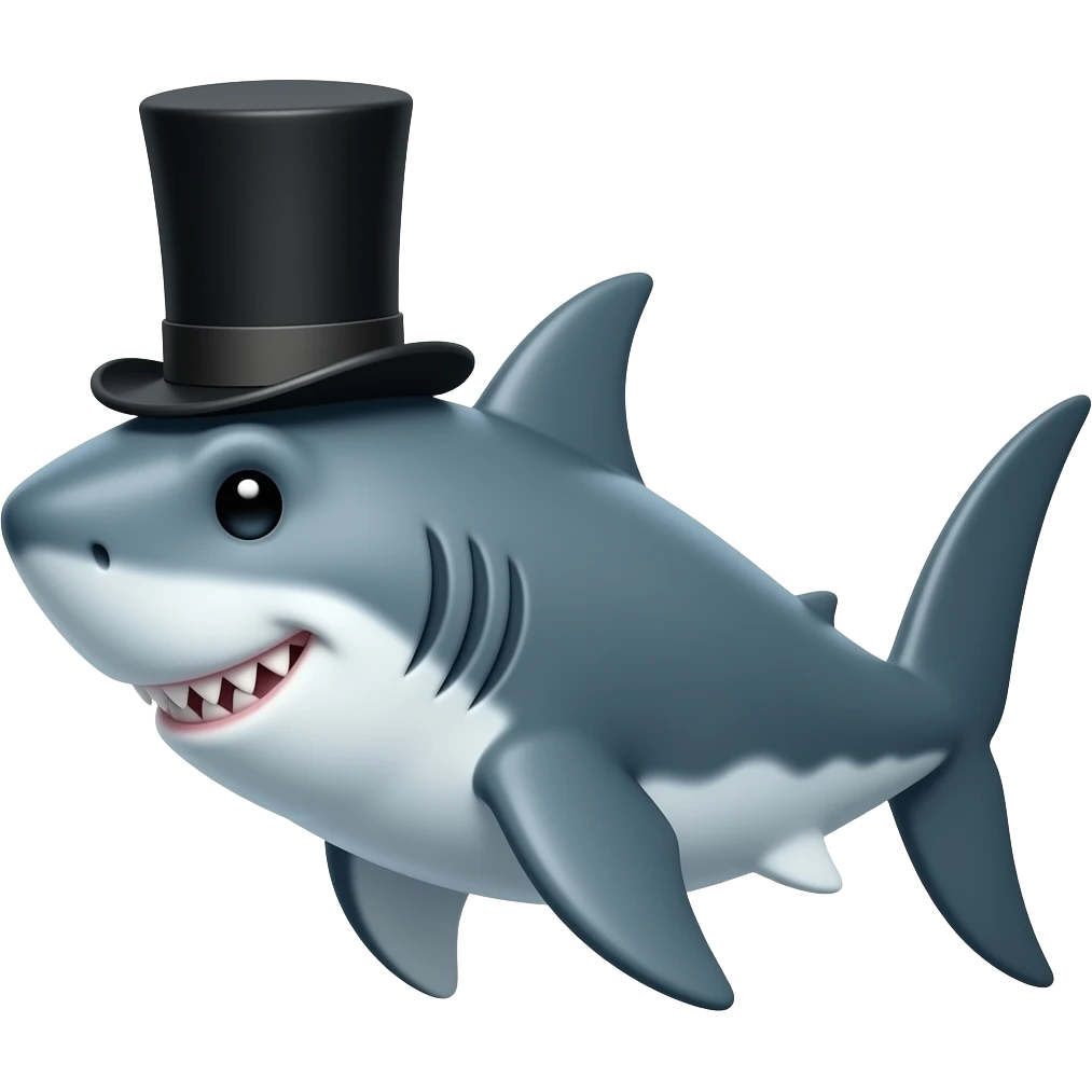 Shark with a top hat emoji
