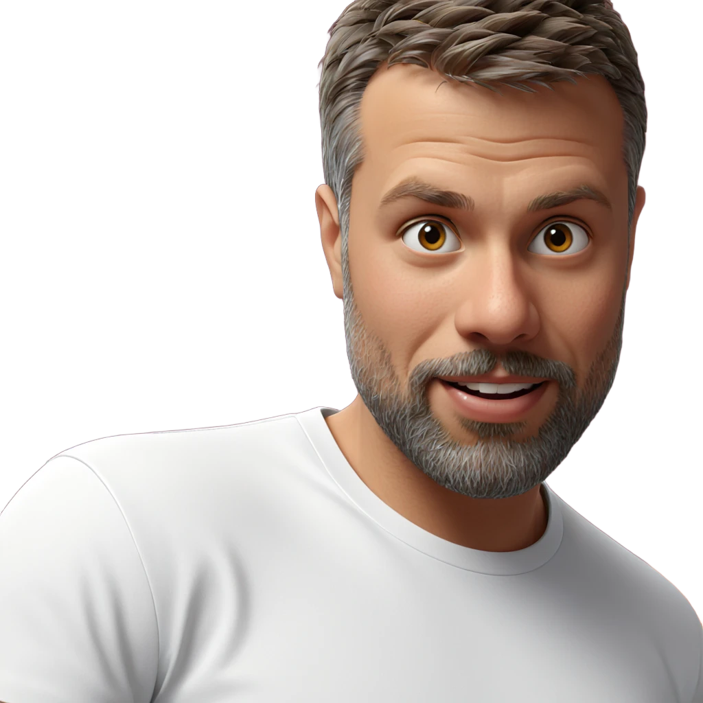 bearded man in white shirt emoji