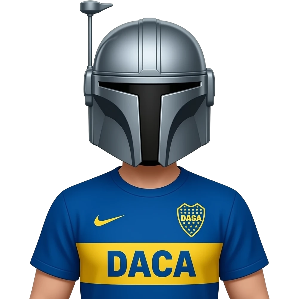 Mandalorian with the boca junior soccer team t shirt (a club from Argentina) emoji