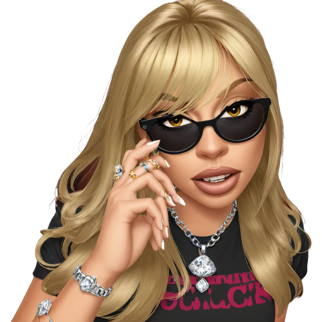 blonde girl with jewelry style emoji