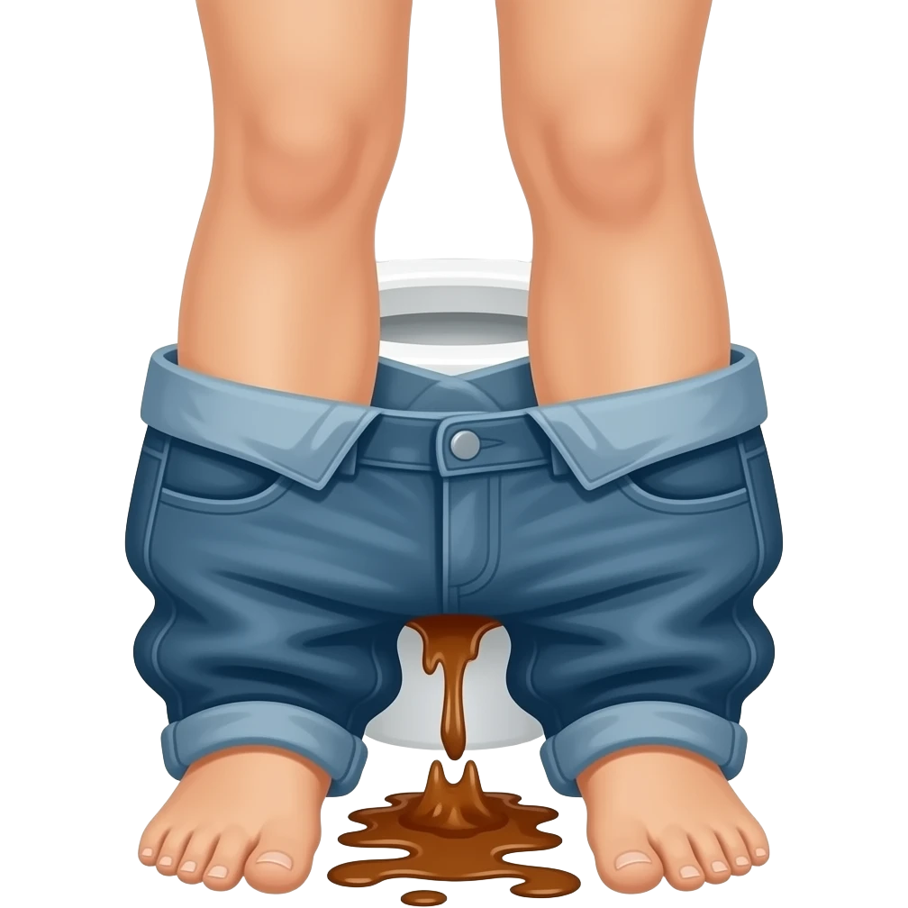 Naked Woman pants down diarrhea inside toilet bowl veiw emoji