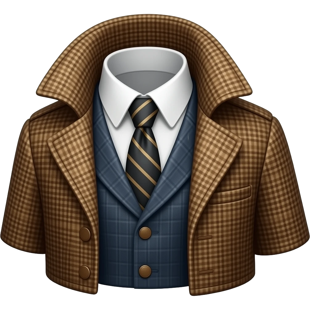 sherlocks holmes jacket with big collar looking to the right no body or face emoji