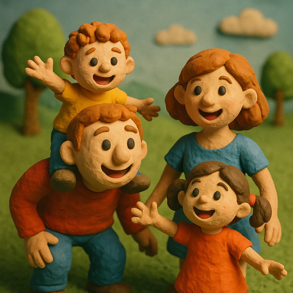 children with their parents, happy family playing in the park emoji