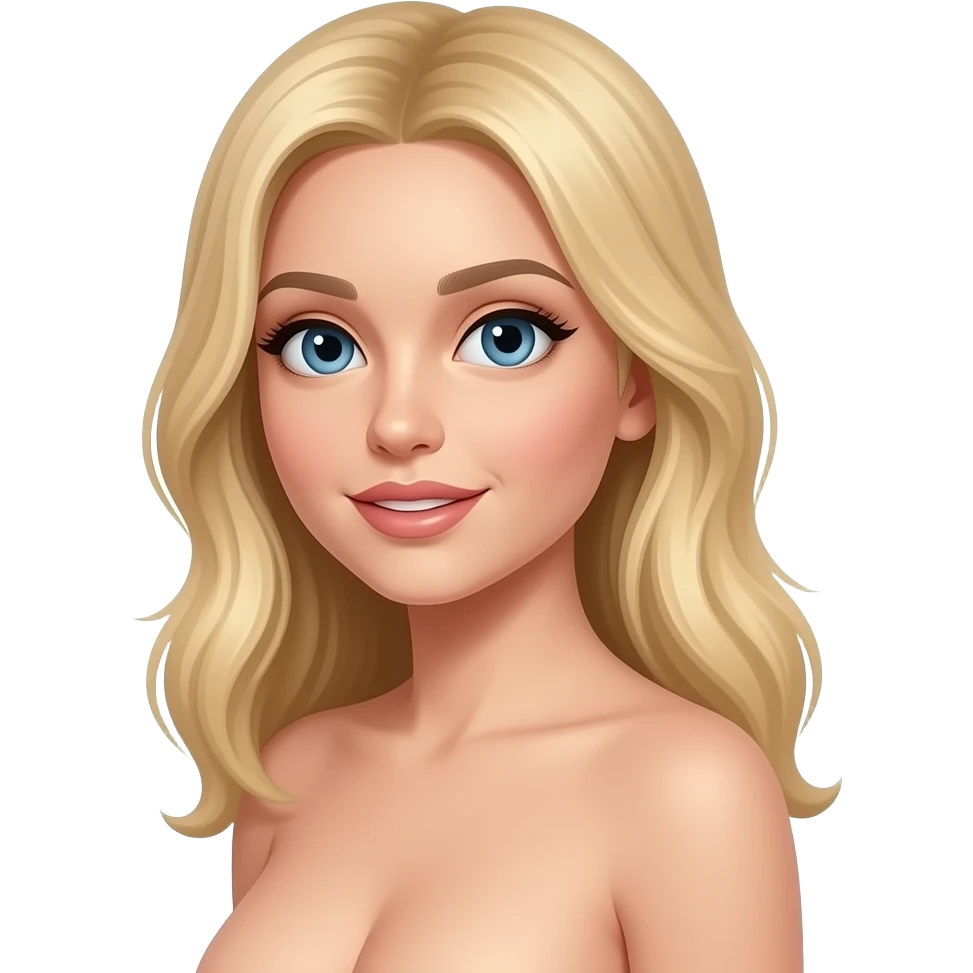 blonde lady naked and turn back to the screen emoji