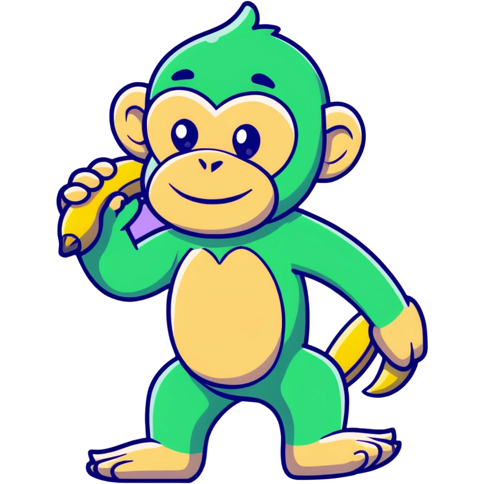 green chimpanzee with a banana body emoji