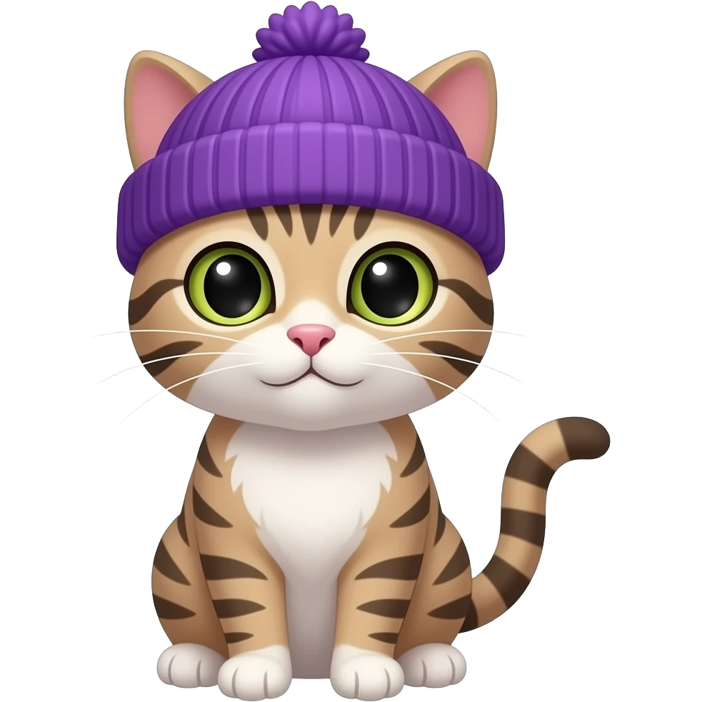 cat wearing purple beanie emoji