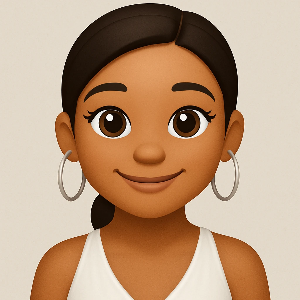 turn the second man in emoji style of the 1st image, match the facial features and match dressing style of the 2nd image, she is wearing white tank top lose emoji