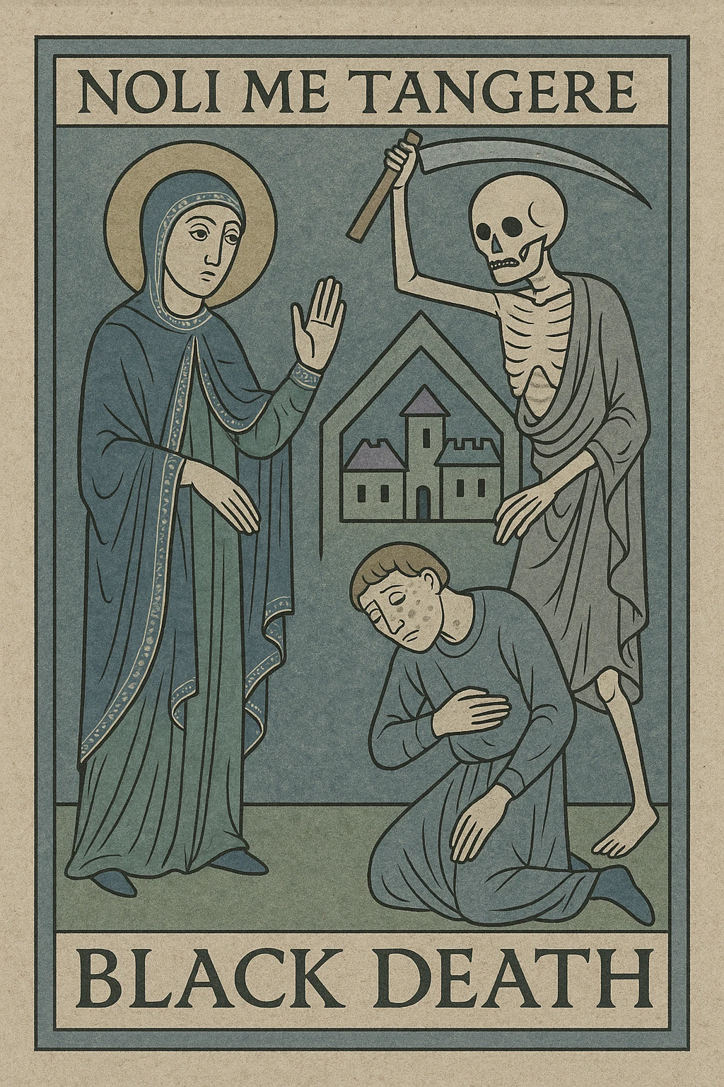 medieval Black Death warning sign in historical style emoji