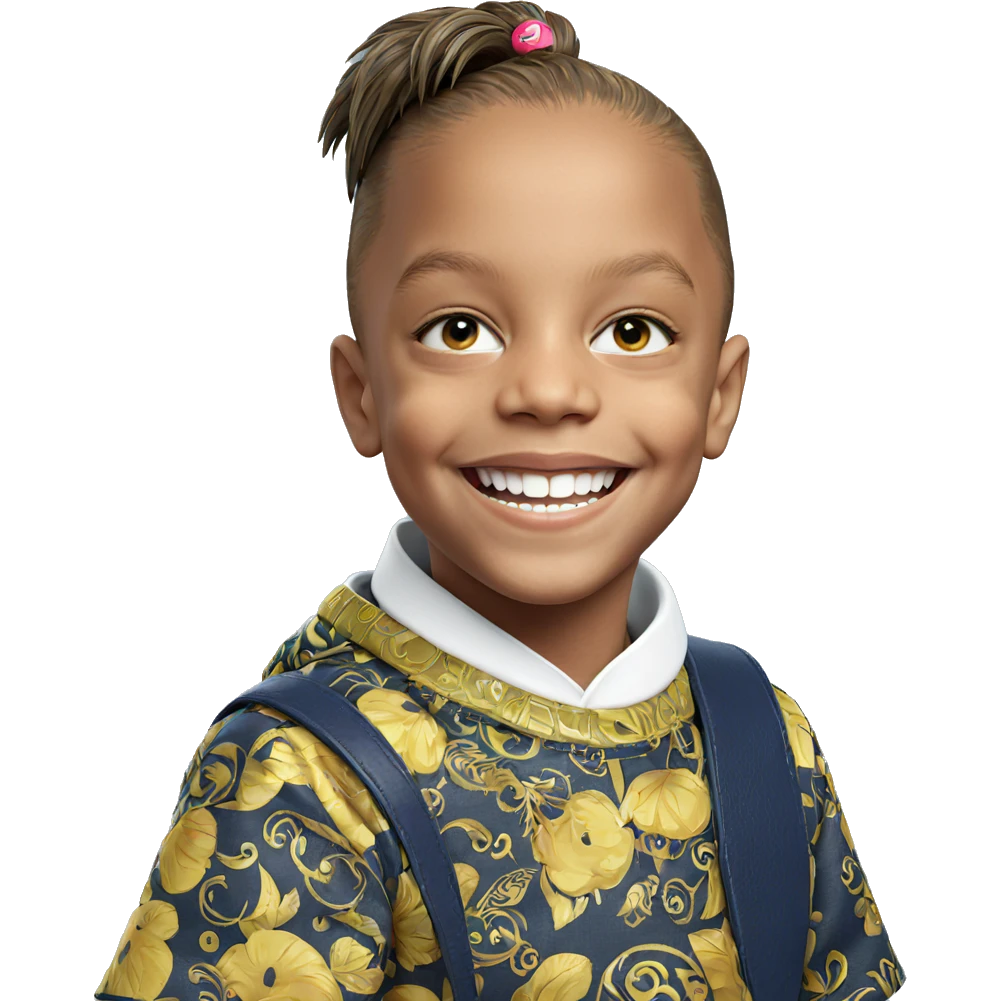 smiling boy with hair ornament emoji
