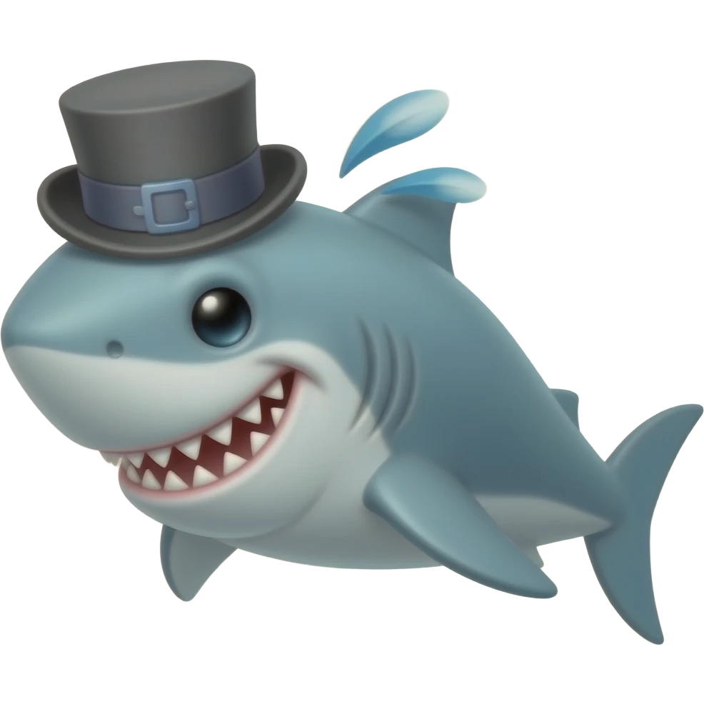Shark with a top hat emoji