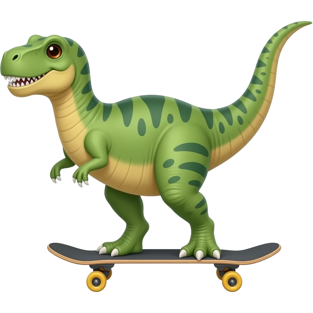 Dinosaur on a skateboard emoji