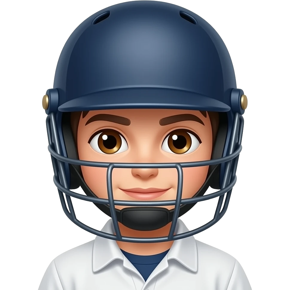 yooung boy cricketer wear helmet close up emoji