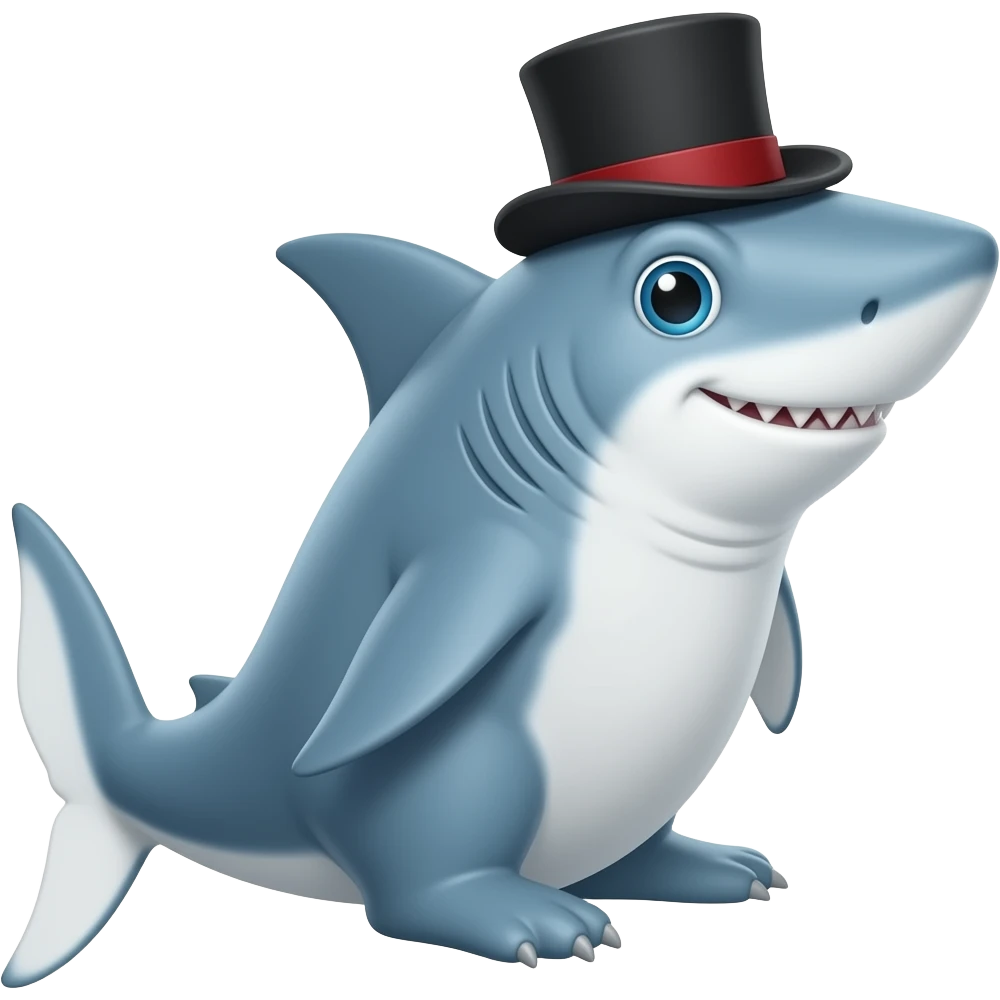 Shark with a top hat emoji