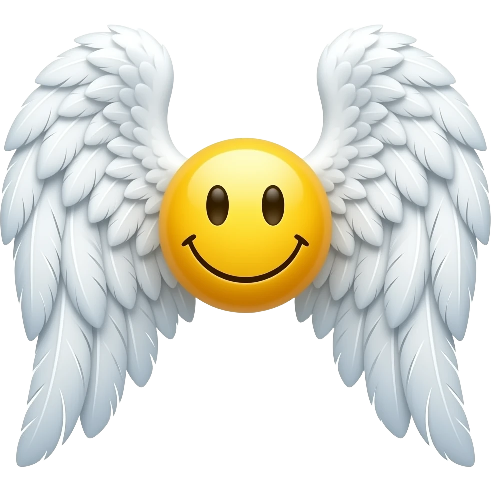Angel wings with smiley face emoji
