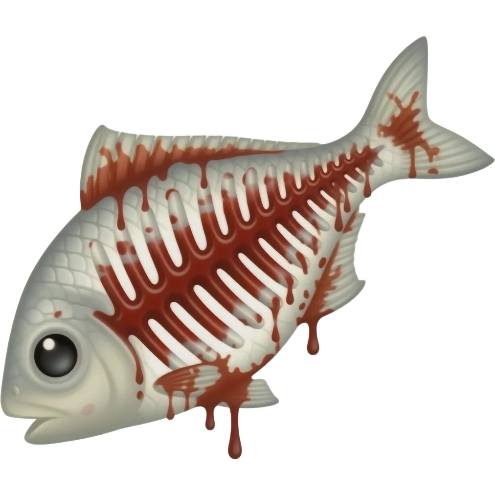 fishbone covered with fake blood emoji | AI Emoji Generator