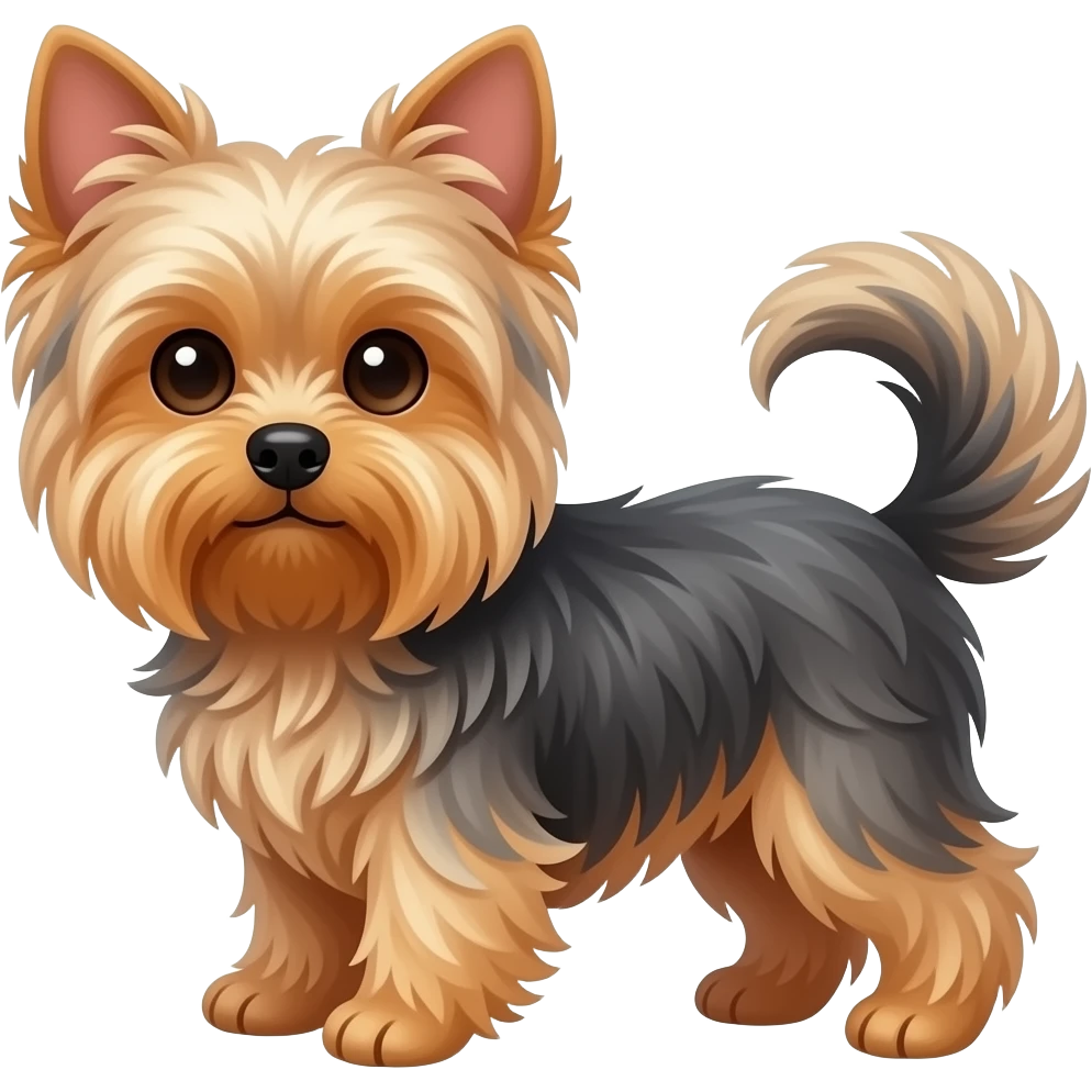 Yorkie dog  long tail  in roses long ears emoji