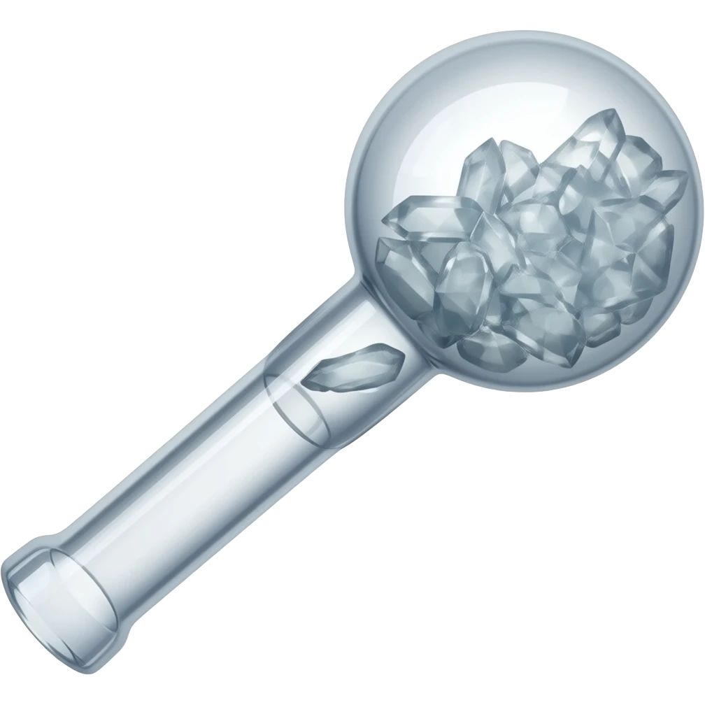 Glass pipe stem with a bulb at the end with crystals on the inside of the bulb emoji