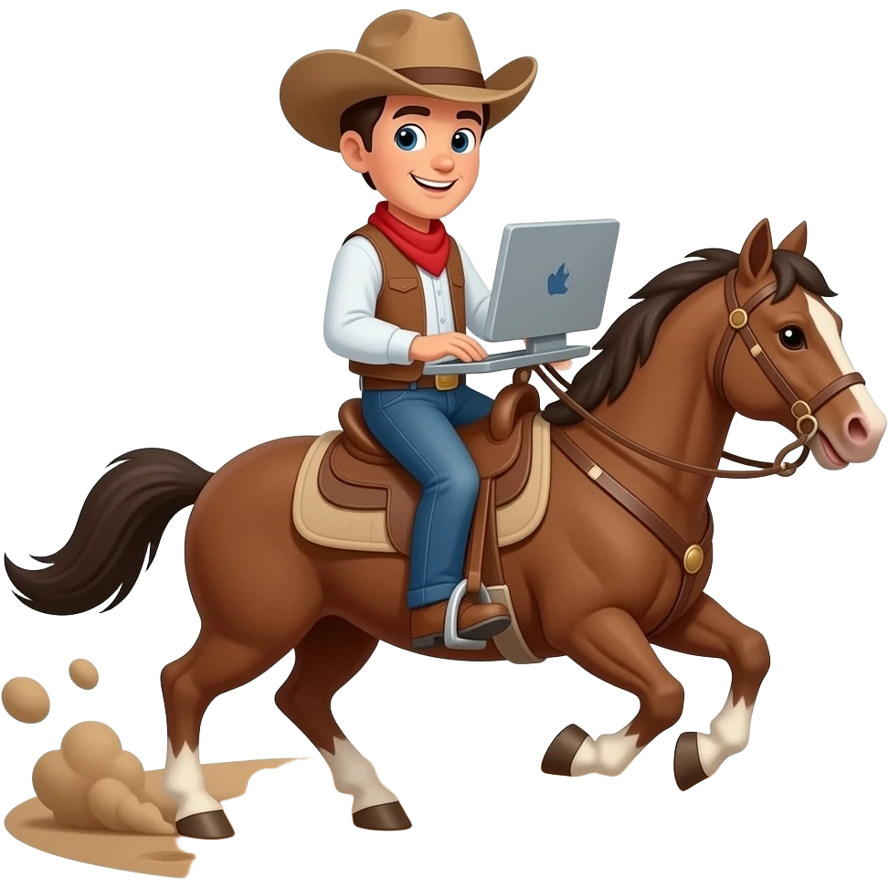 cowboy riding a computer in a rodeo emoji