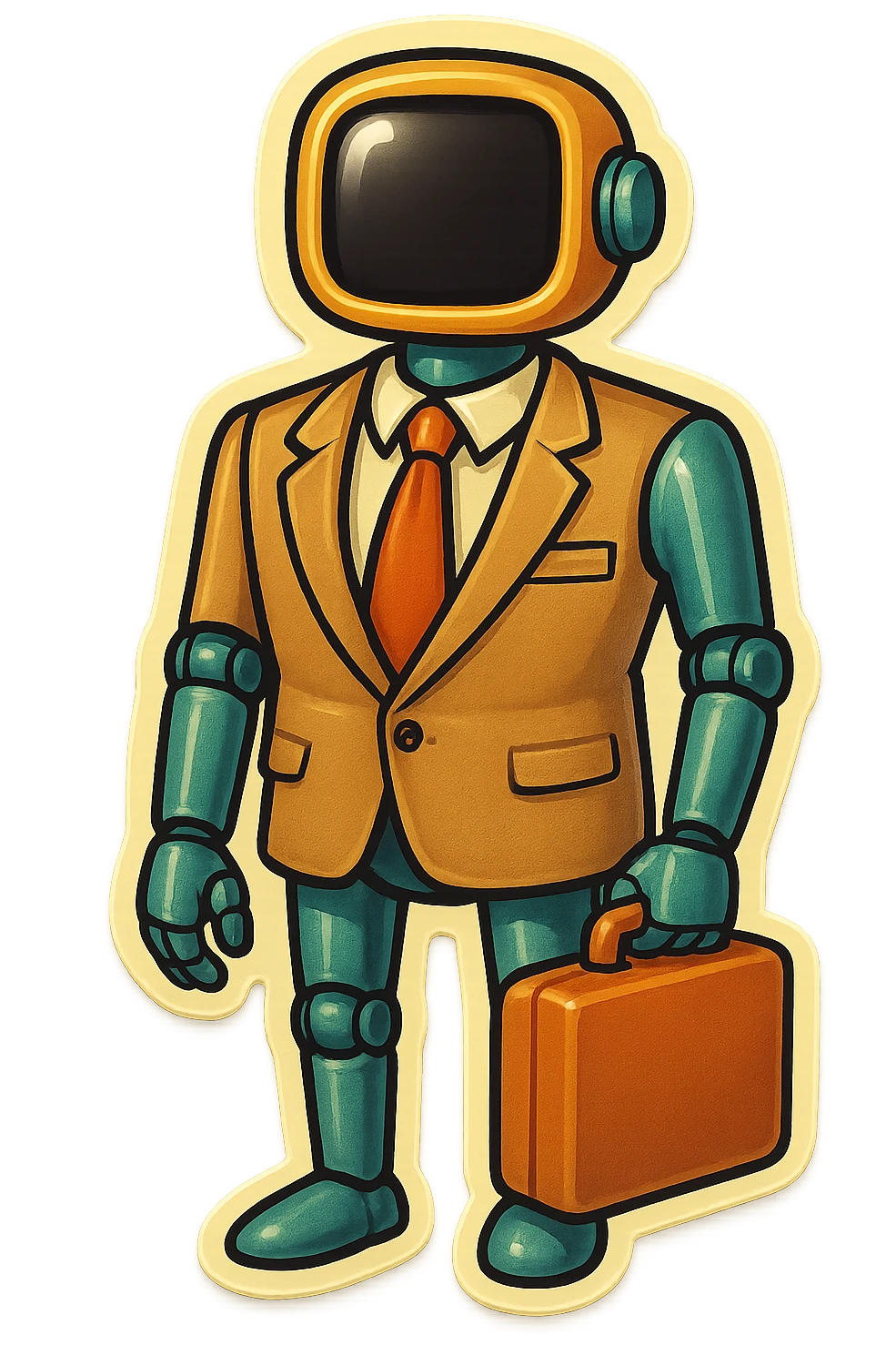 bureaucrat robot with no head. black screen is in chest  emoji