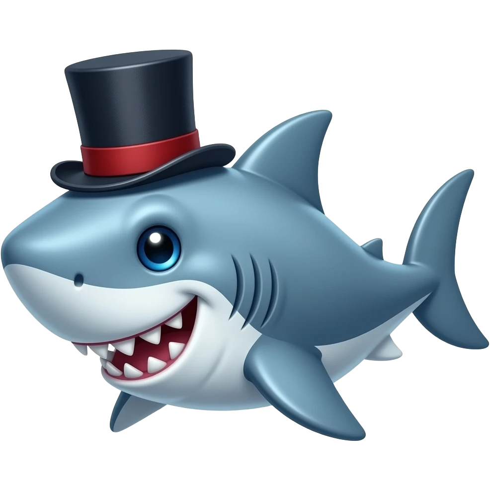 Shark with a top hat emoji