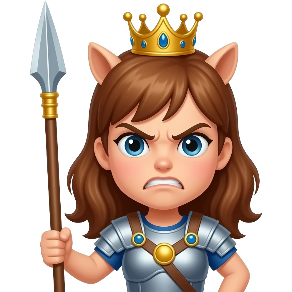 create an emoji, it must be a centaur, but a girl centaur, it must be wearing a crown, and she seems angry, and she has a spear in her hand emoji