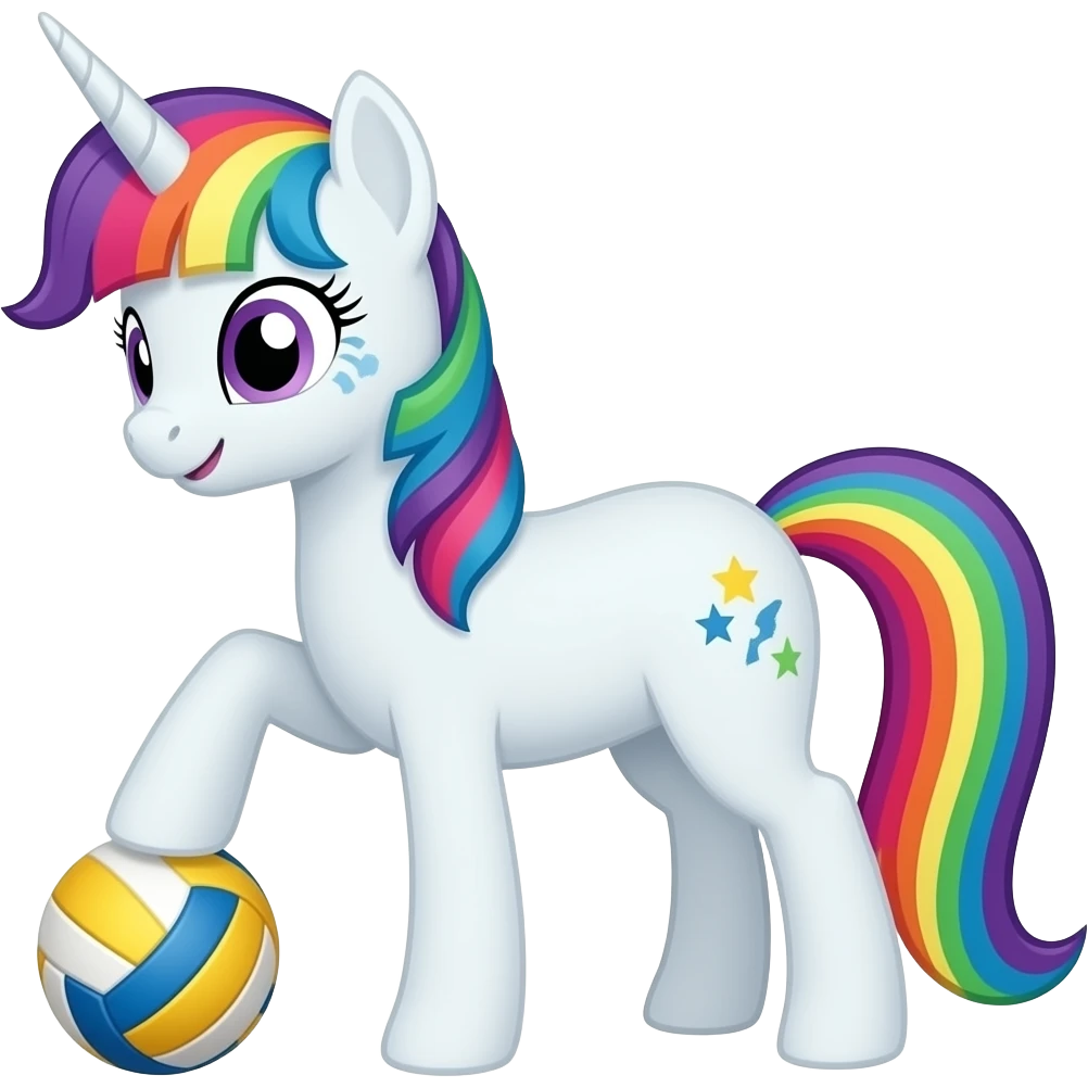 make a rainbow alicorn with a volleyball under one of its hoove emoji