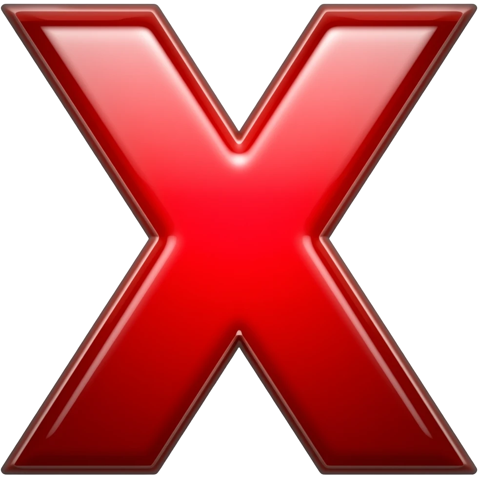 X letter red shining colour emoji