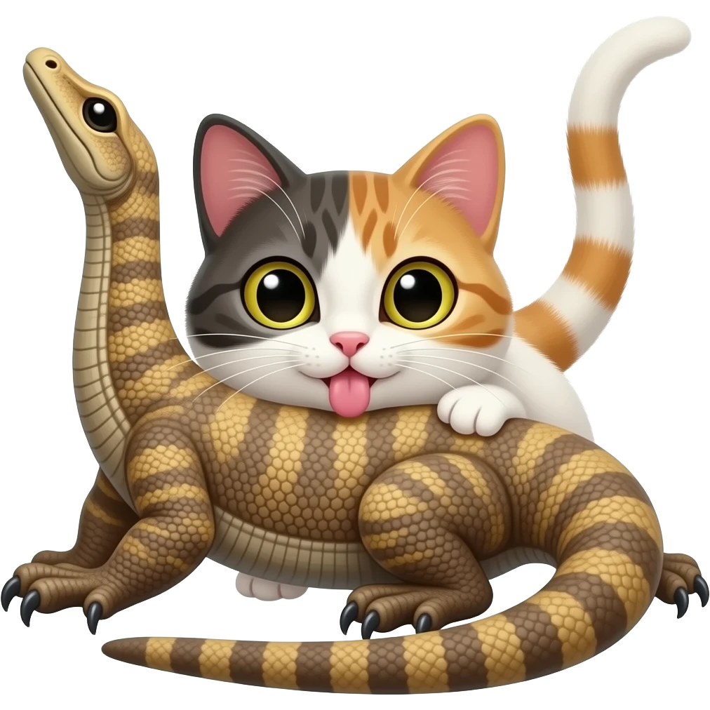 komodo dragon licking between Pussy cat's back legs emoji