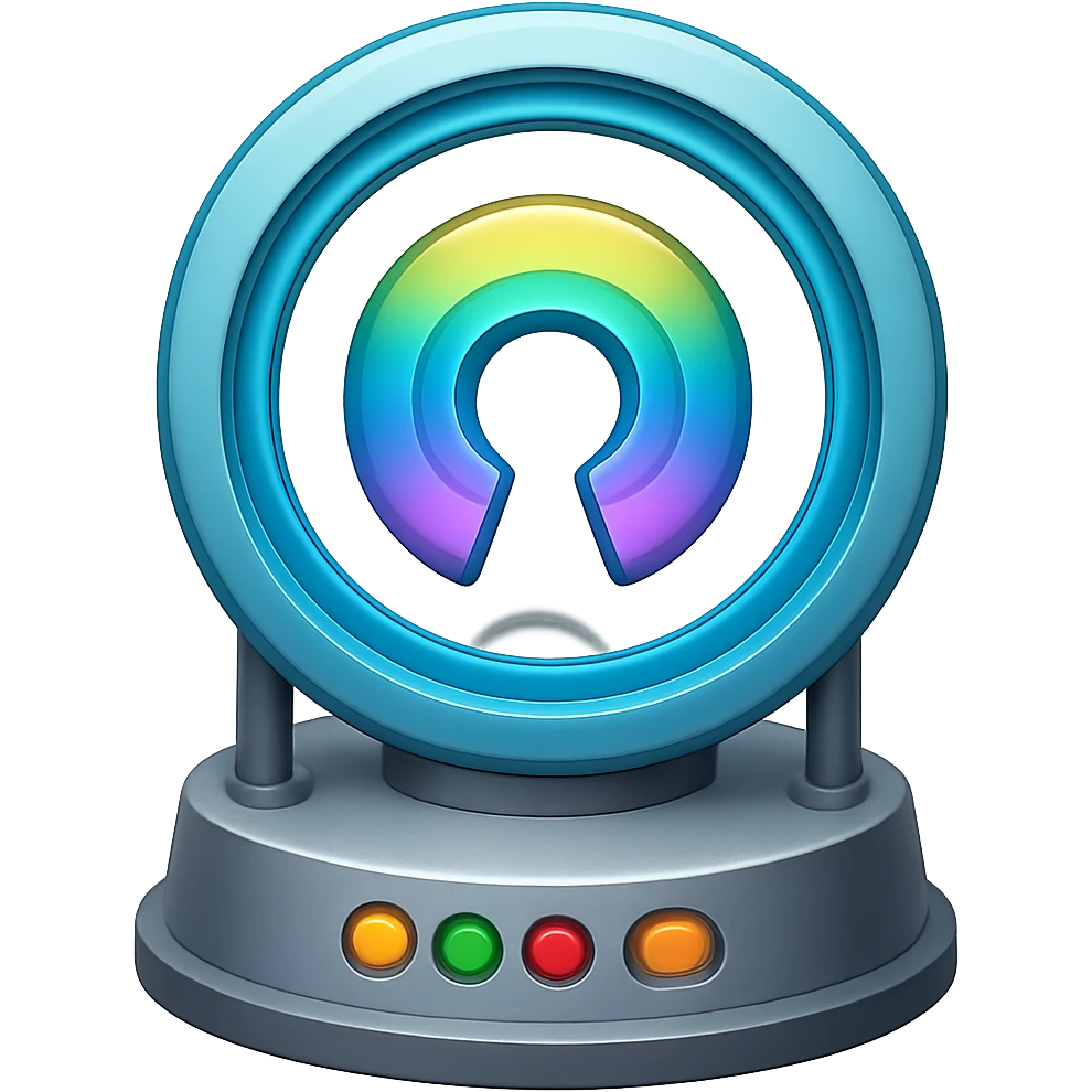 Add a teleportation machine to the teleportation portal emoji in the style of emoji with transparent background. emoji