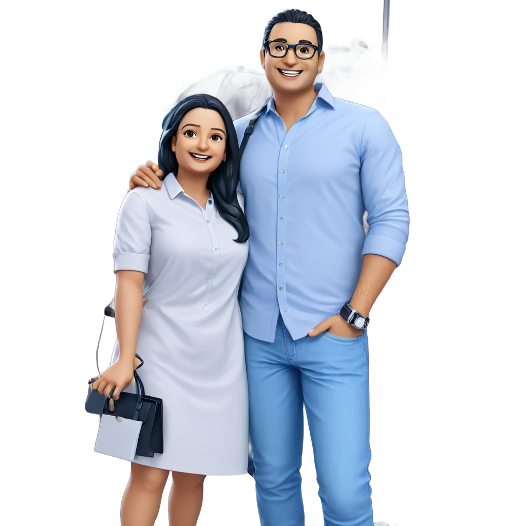 smiling couple with accessories emoji