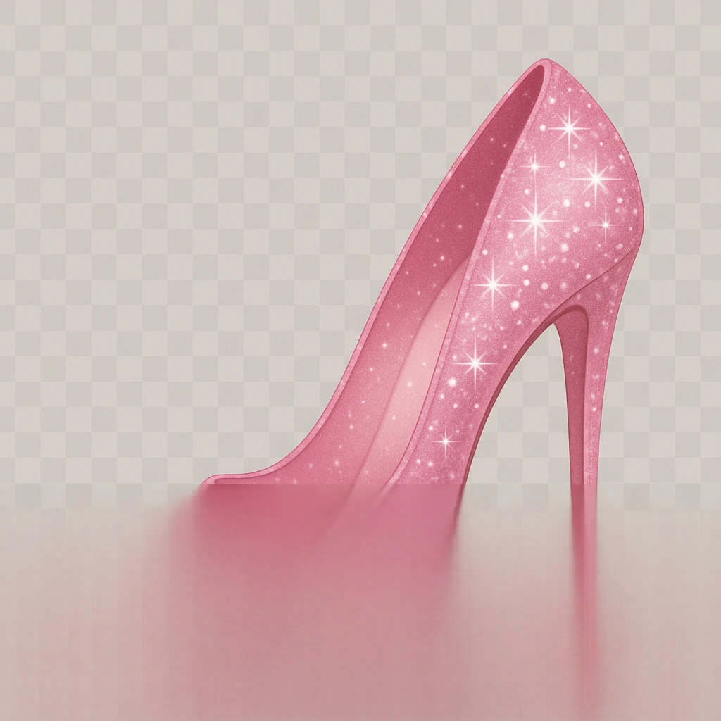 girly sparkling high heel shoe, pink, no background emoji