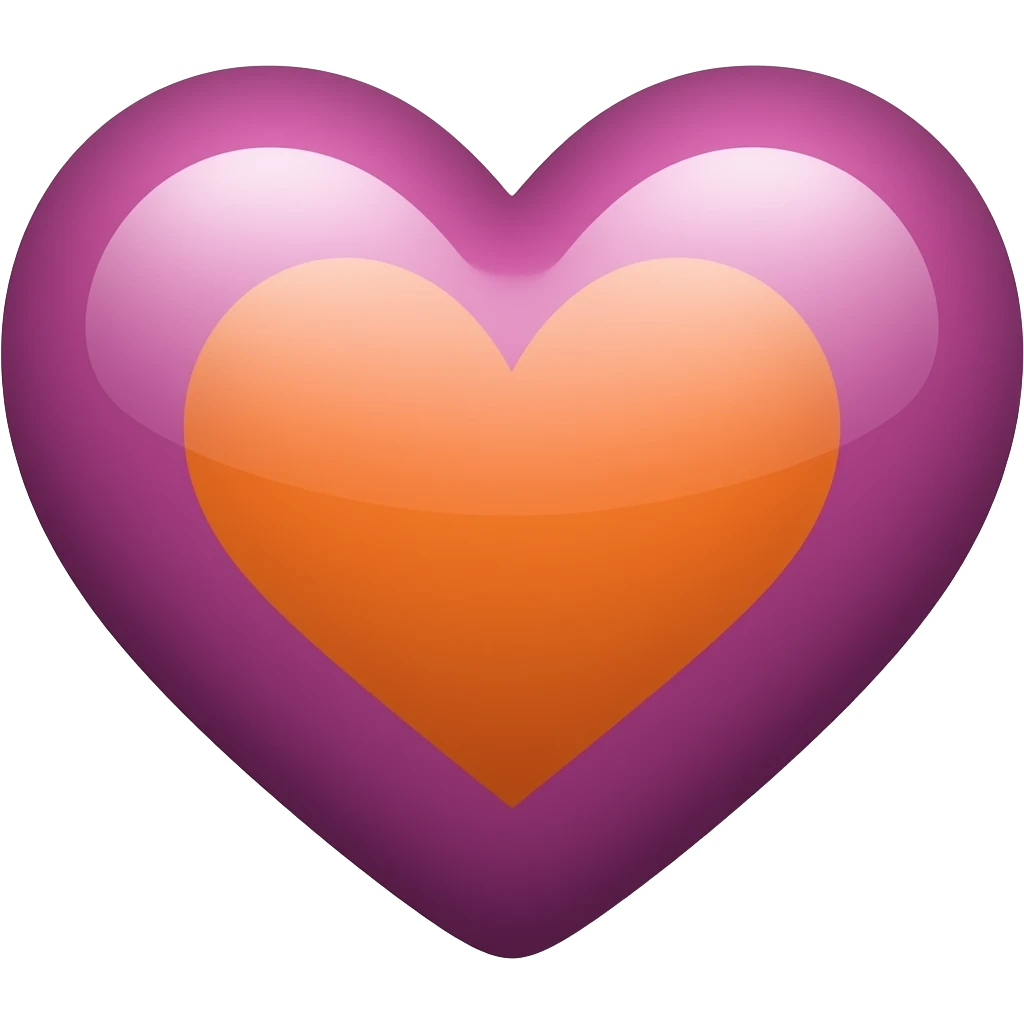 Emoji of a heart in purlpe and orange emoji