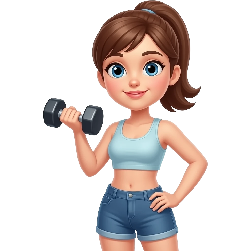 Hazme un emoji coquette de ejrcicio por ejmplouna chava haciendo ejercicio,una pesa o algo alusivo a la salud fisica emoji