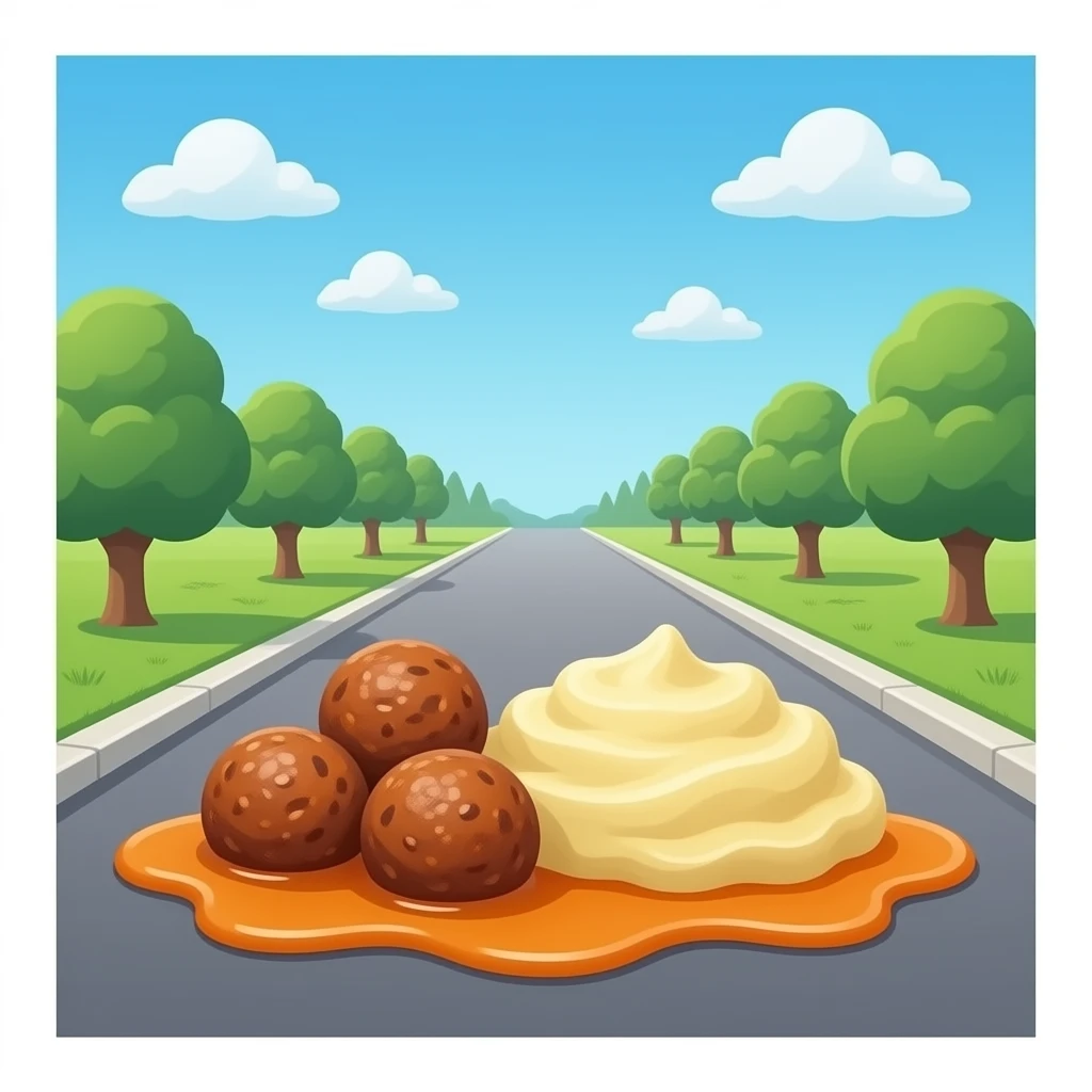 meatballs and mashed potatoes in the vomit on the driveway emoji