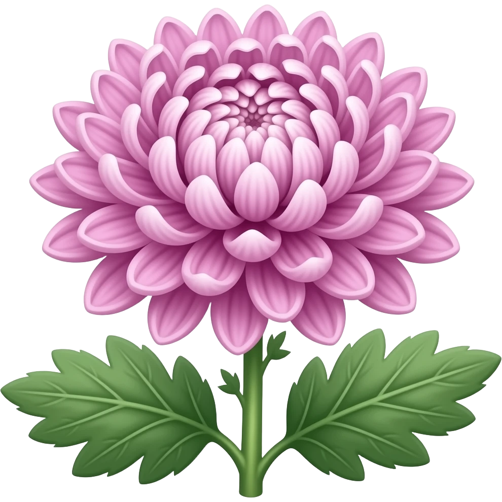 Mauve japanese chrysanthemum with stem and leaves emoji