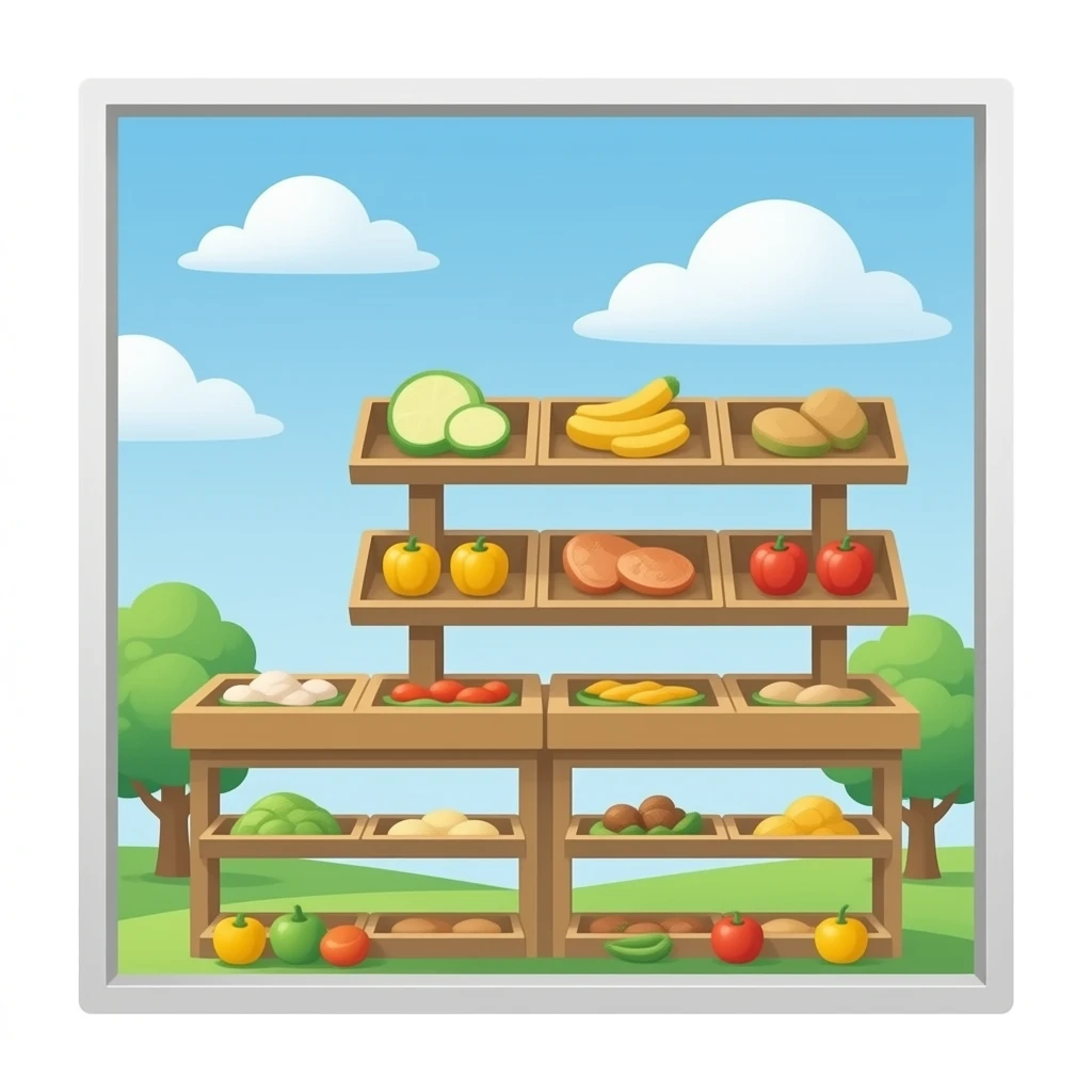 food pantry light wood shelves emoji