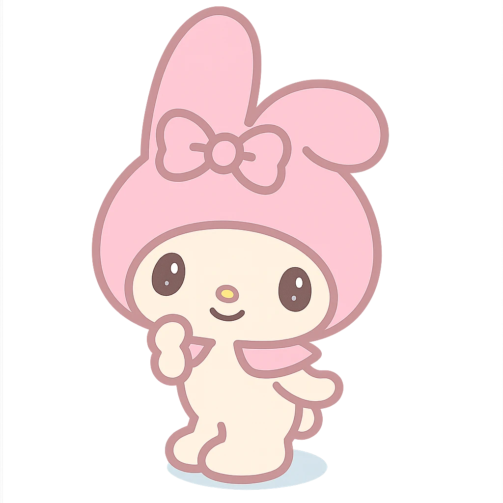 My Melody Sanrio character with signature pink hood and sweet smile, cute and playful style emoji emoji