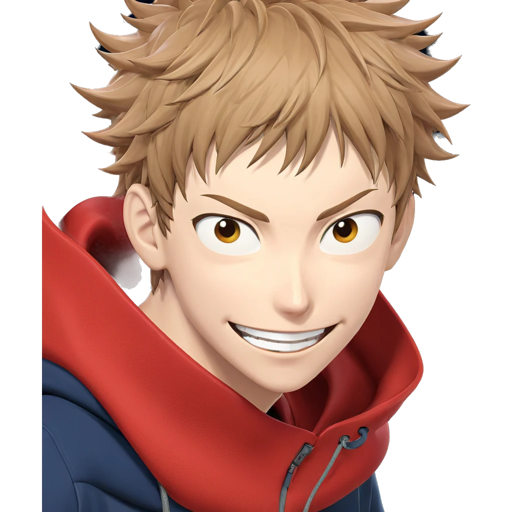 smiling itadori yuuji in hoodie emoji