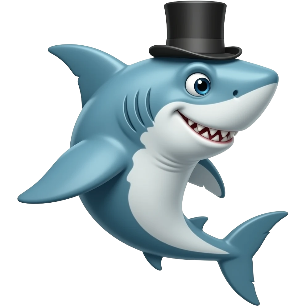 Shark with a top hat emoji