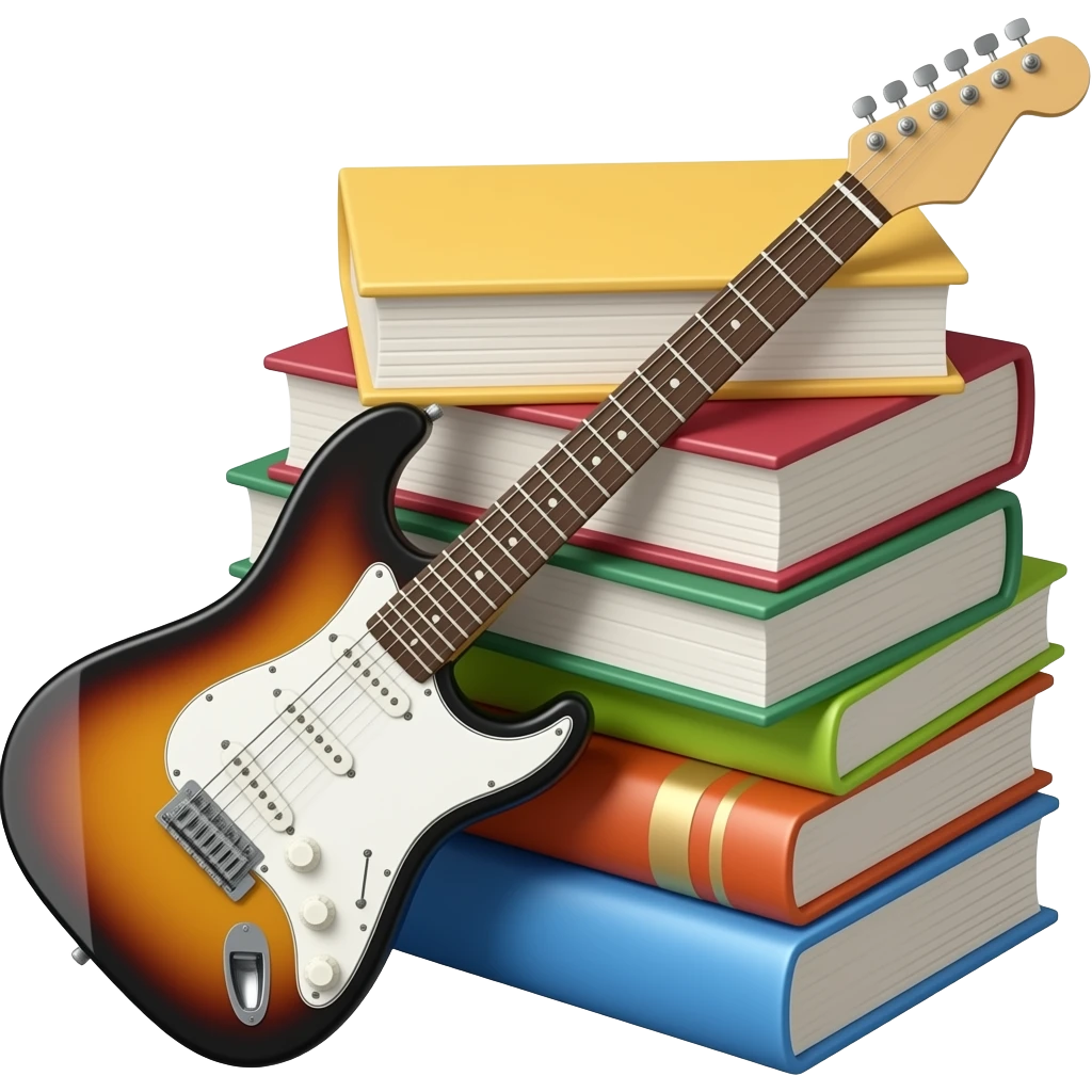 An electric guitar on books emoji
