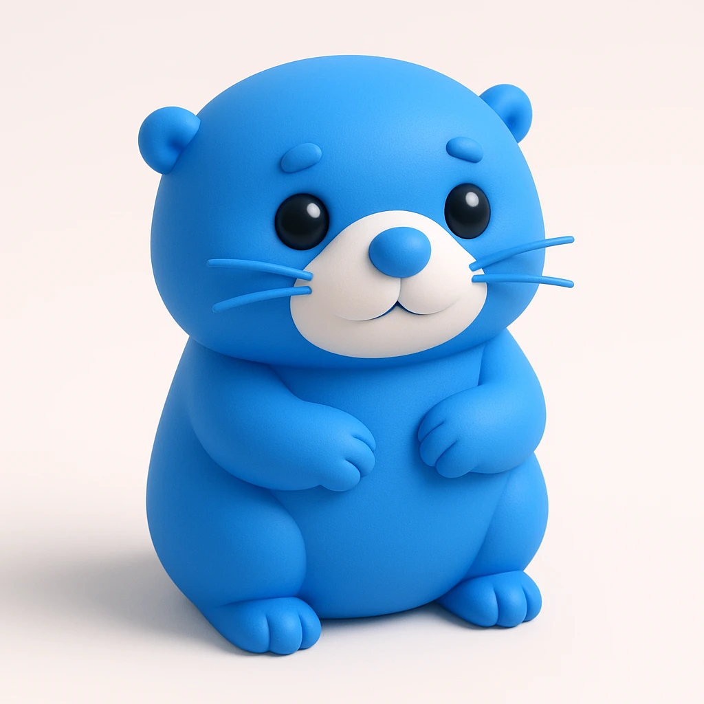 whimsical 3D otter with a round face, large expressive eyes, and tiny paws emoji