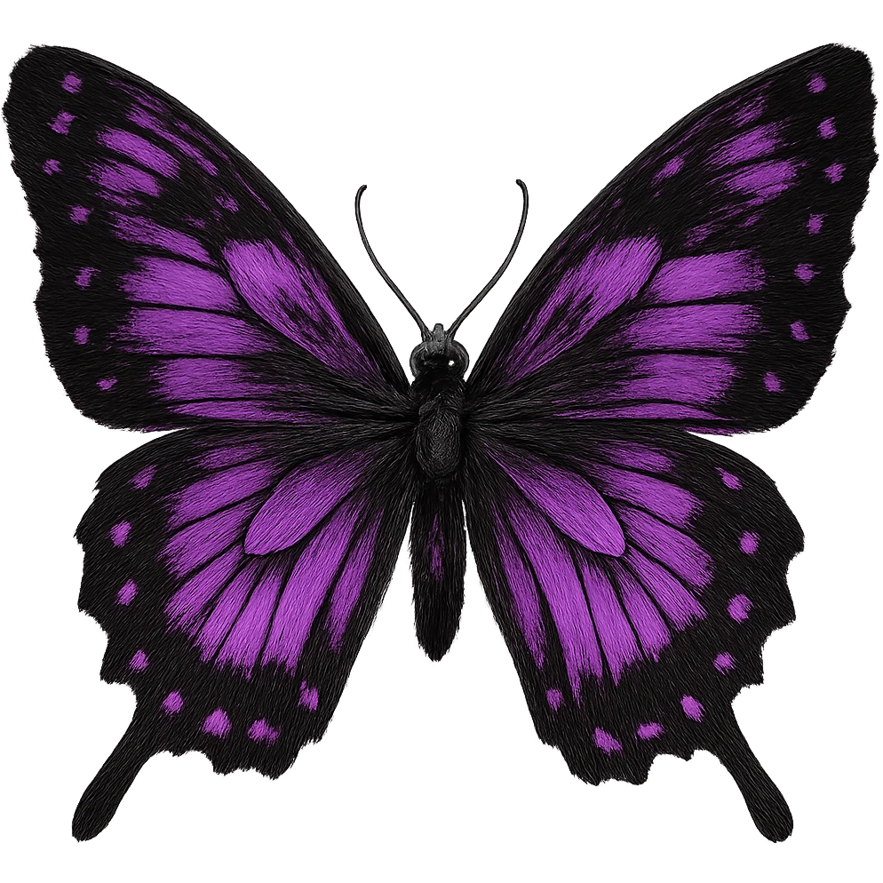emo style black and purple butterfly, no background emoji