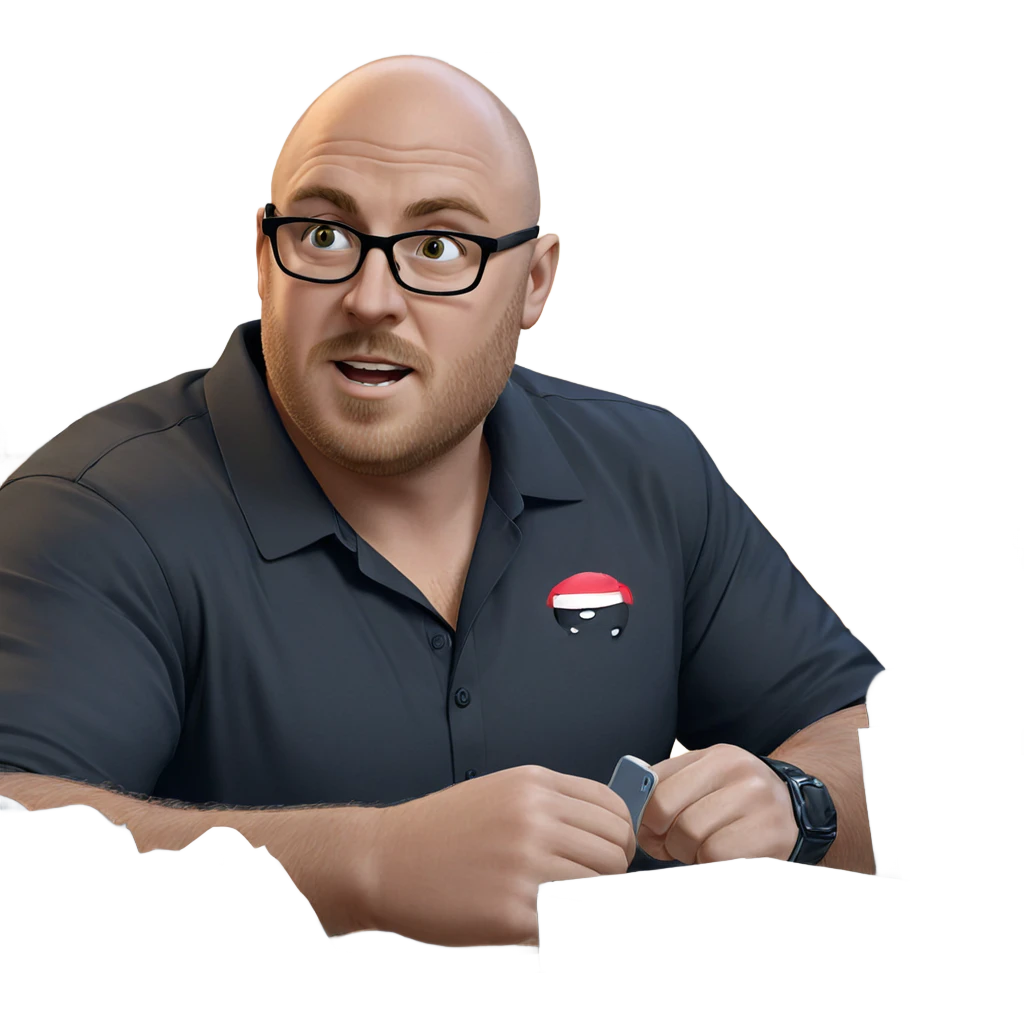 bald man in black shirt emoji