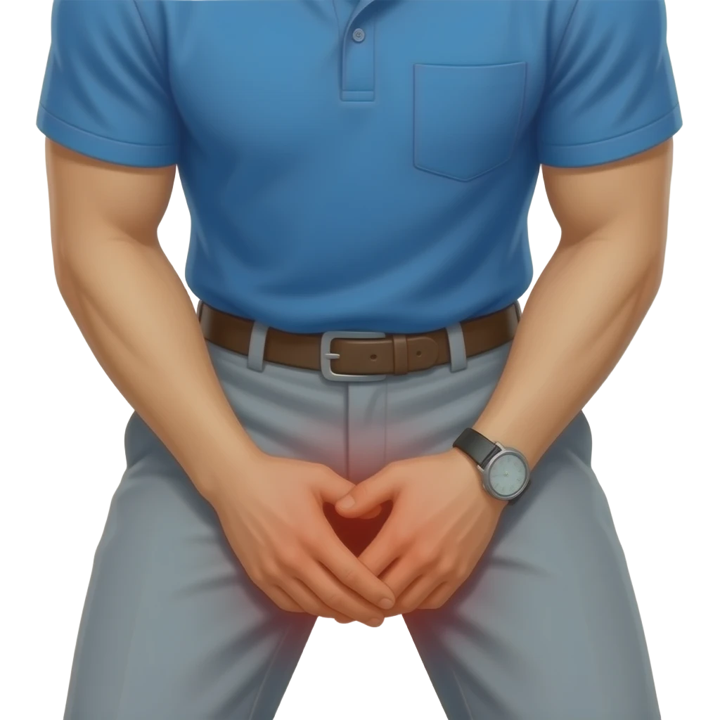 coach in a blue shirt grabs groin emoji