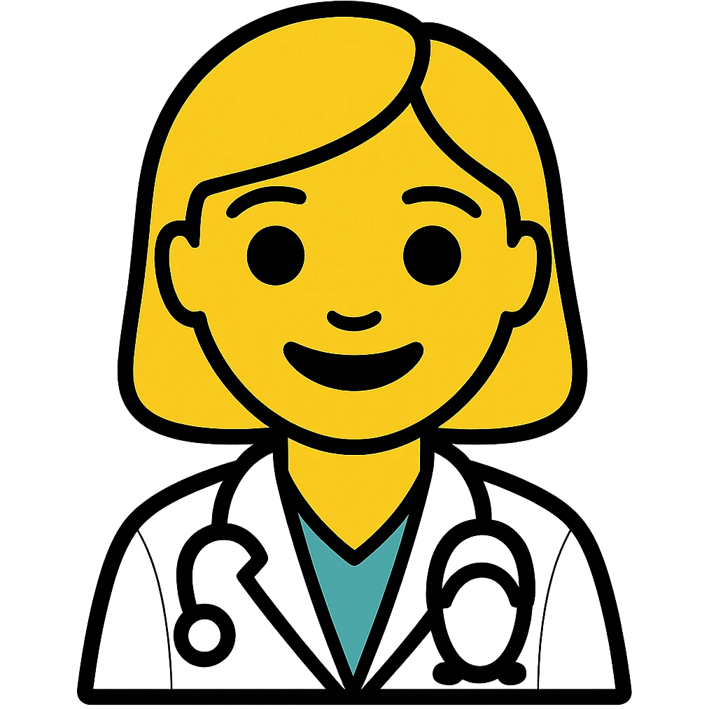 A woman doctor emoji, bigger, yellow emoji