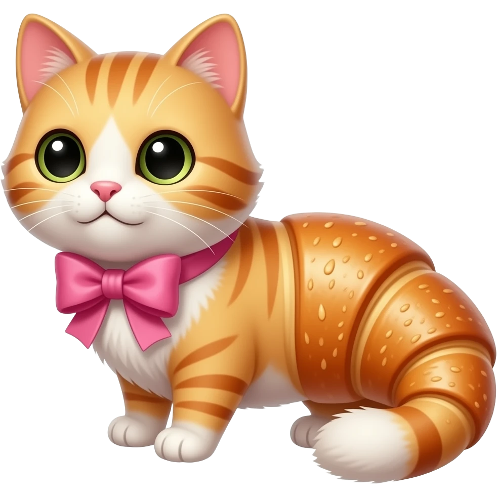 Jelly cat  croissant with pink bow emoji