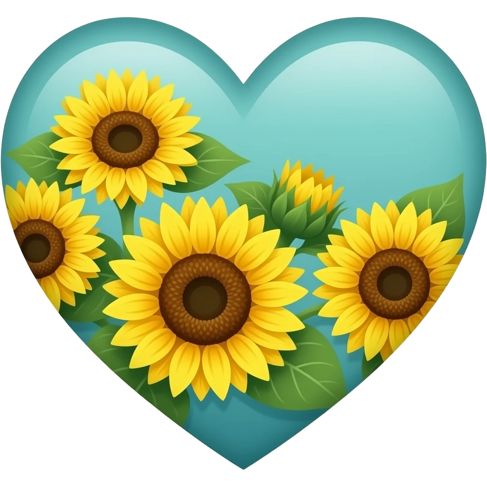 teal heart with sunflowers emoji
